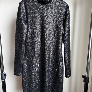 Dress the Population Black Sequin Long Sleeve Dress
